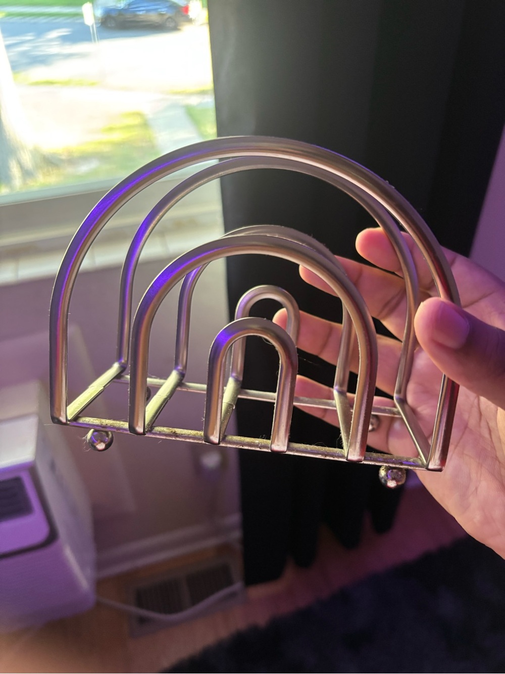 Silver Chrome Rainbow Arch Napkin Holder Metal Tabletop Kitchen Dining Decor